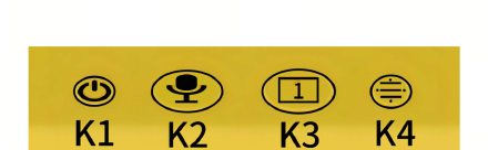 The four buttons on top of the printer: K1 power, K2 microphone, K3 style, K4 confirm